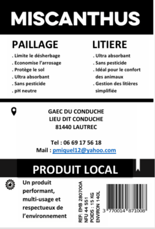 SAC DE MISCANTHUS - 15kg.